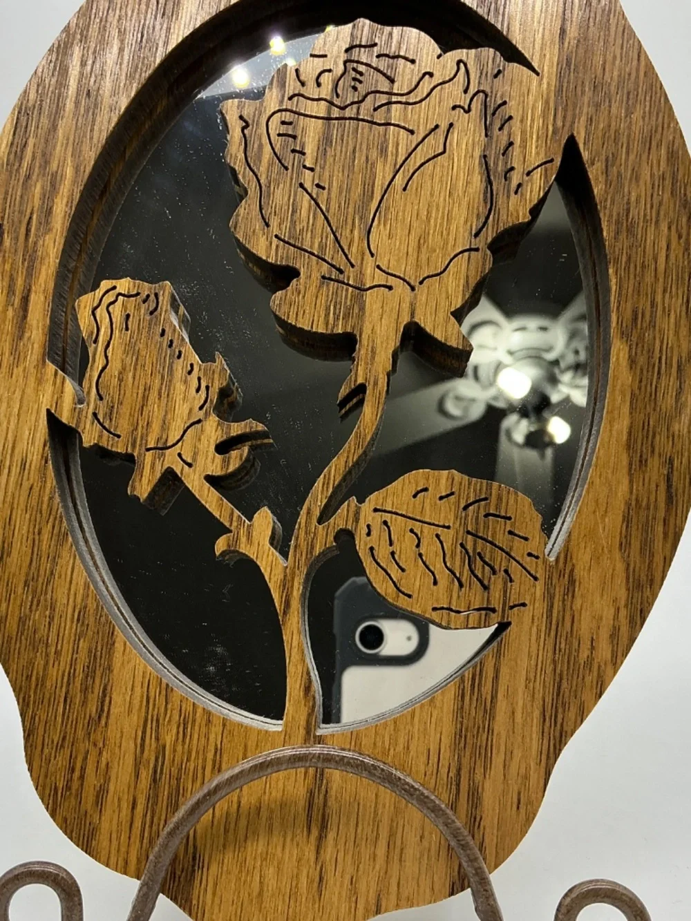 Mirror with Carved Rose Accent